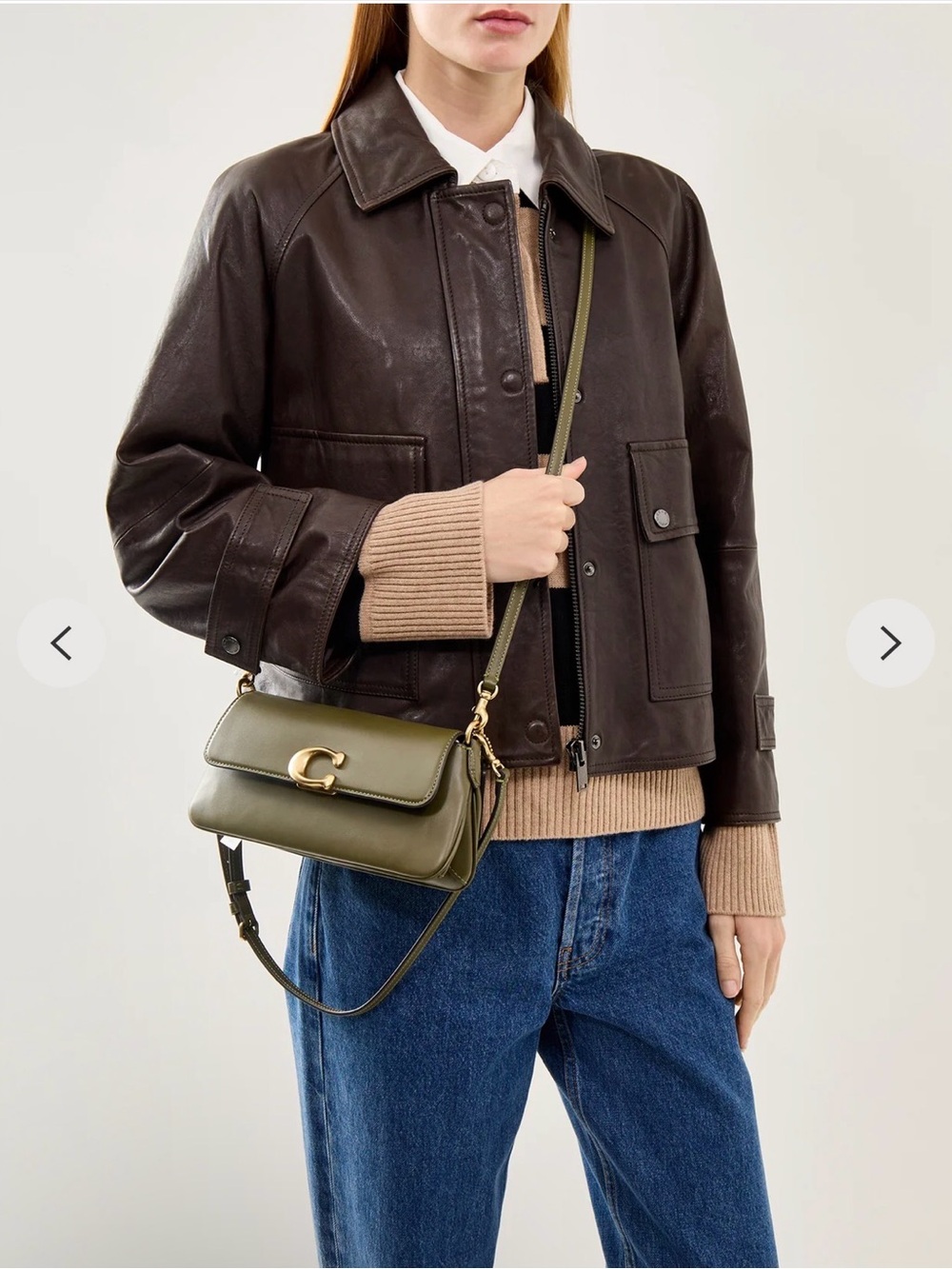 Coach Jet Shoulder Bag in Brass/Olive Green Refined Calf Leather - Picture 2 of 11